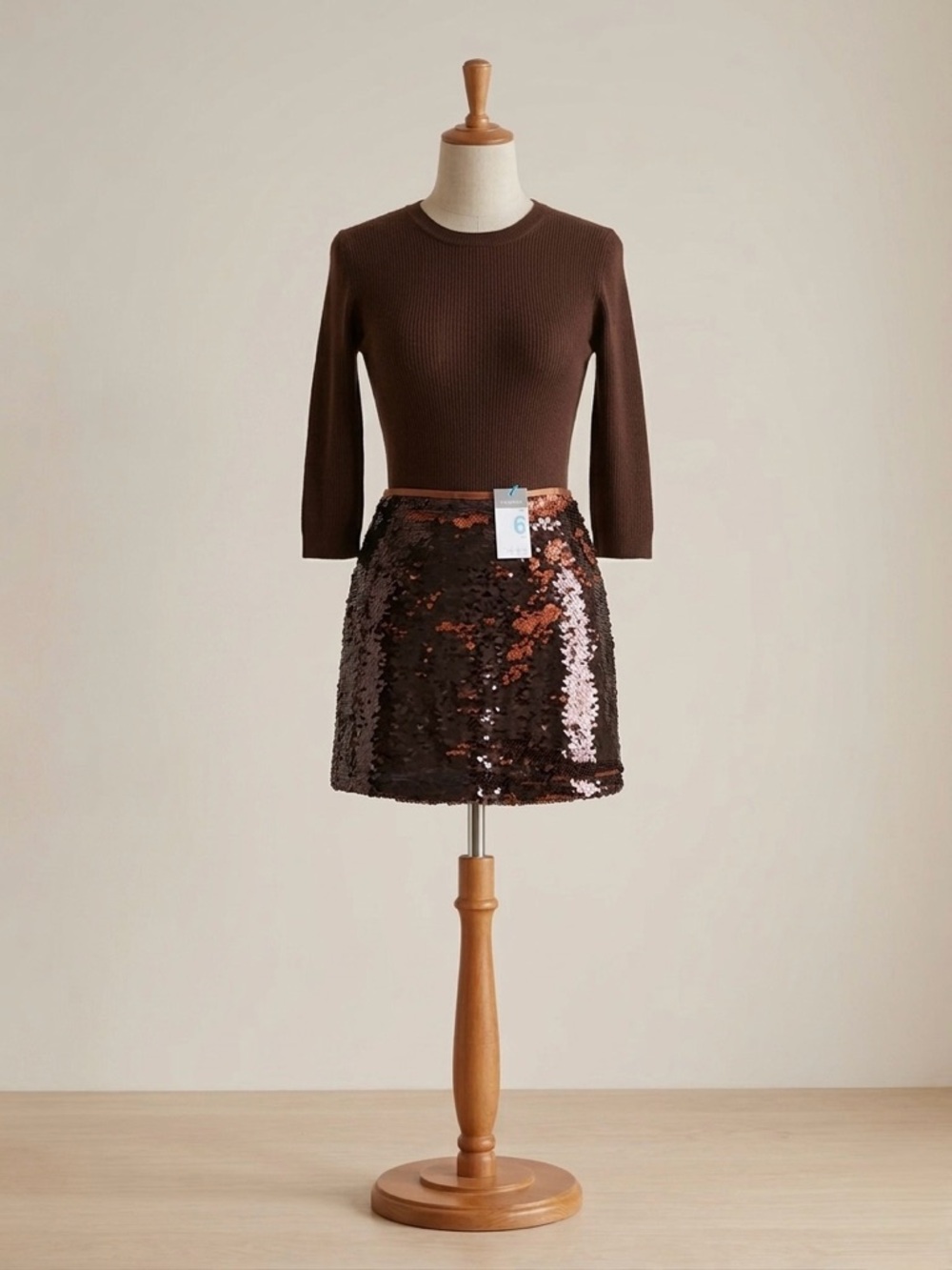Primark Brown Sequin Mini Skirt
